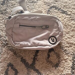 Vuori Light Beige Crossbody Belt Bag with Logo Patch